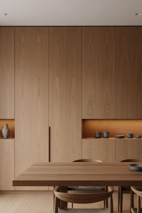 Quiet Luxury Seamless Wood Entryway Storage | Hidden Coat Closet Design